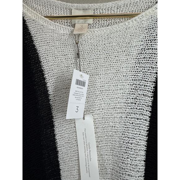 Chico's Vertical‎ Stitch Vanessa Pullover 3/4 Sleeve Black White Sweater 3 XL/16 - Picture 4 of 5